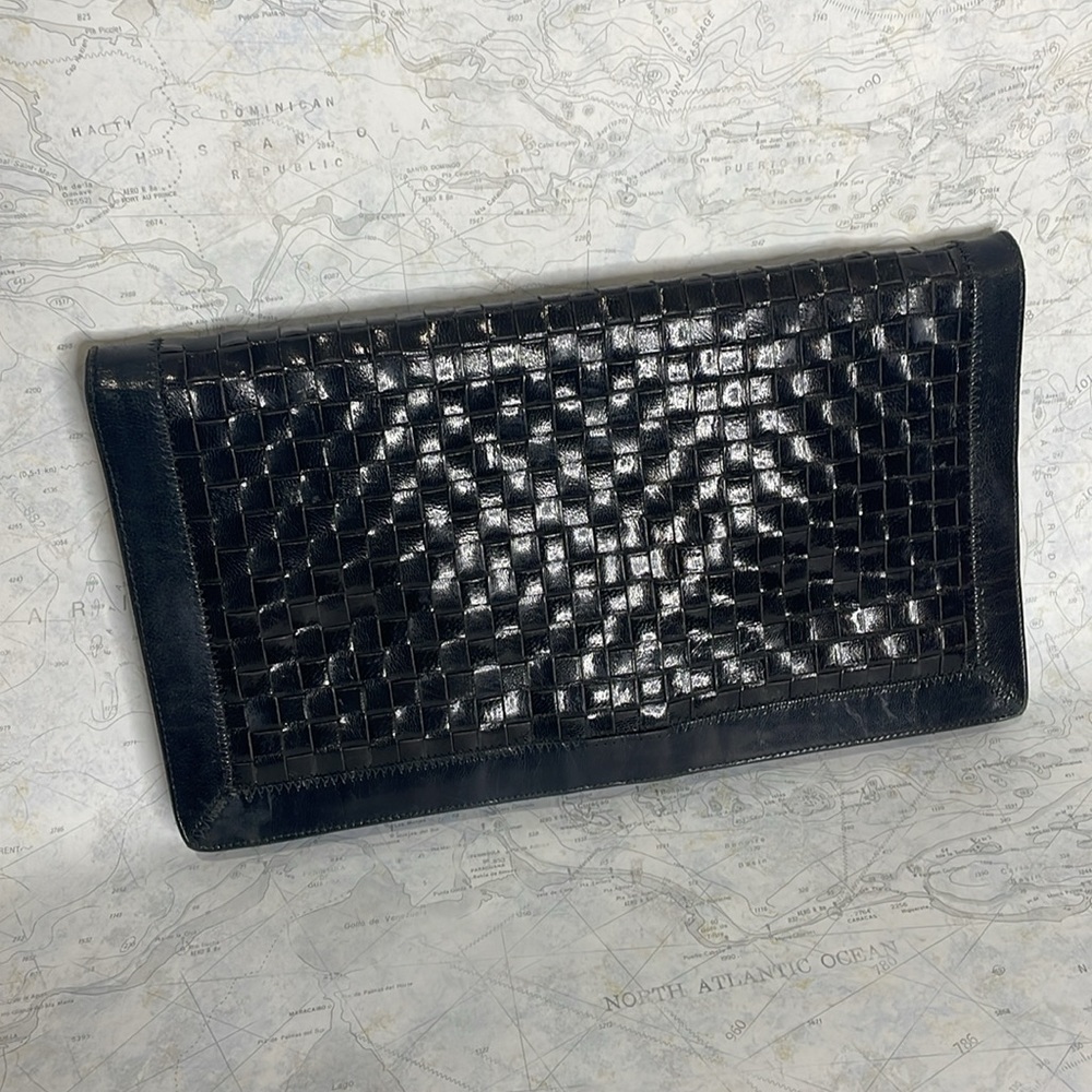 ☔️ VINTAGE ENVELOPE/S-CHAIN WOVEN LEATHER SUEDE CLUTCH - Picture 12 of 12